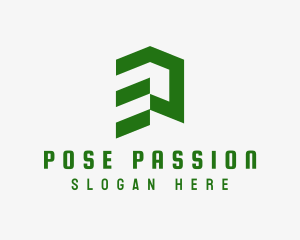 Green Abstract Building  logo design