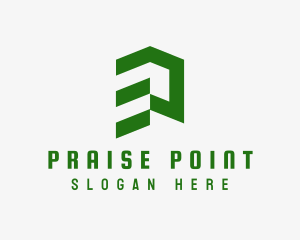 Green Abstract Building  logo design