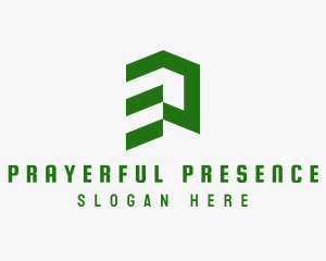 Green Abstract Building  logo design