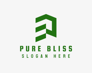 Green Abstract Building  logo design