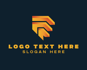 3D Gradient Modern Letter F logo