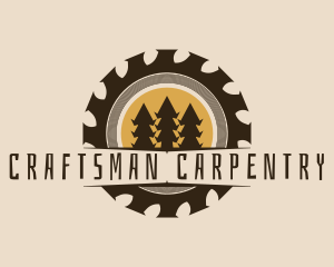 Carpentry Forest Tree logo design