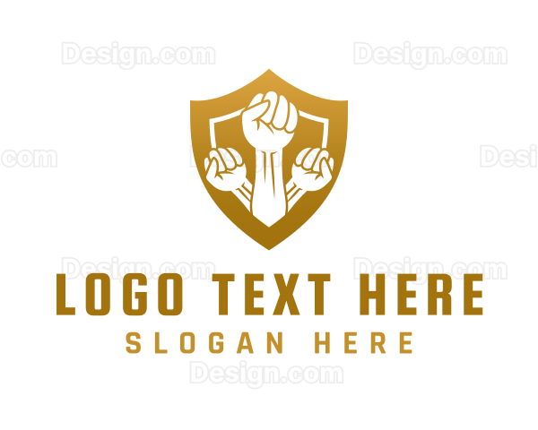 Golden Community Fist Shield Logo