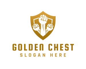 Golden Community Fist Shield logo design