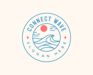 Beach Surfing Wave logo design