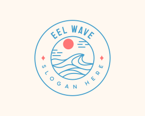 Beach Surfing Wave logo design