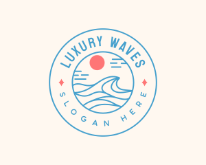 Beach Surfing Wave logo design