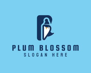 Penguin Animal Letter P logo design