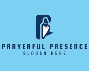 Penguin Animal Letter P logo design