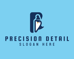 Penguin Animal Letter P logo design