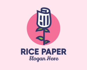 Paper Rose Flower  logo design