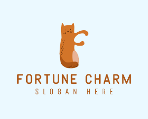 Playful Cat Letter F logo design