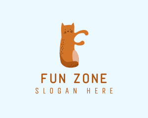 Playful Cat Letter F logo design