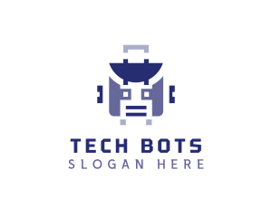 Robot Suitcase Luggage logo design