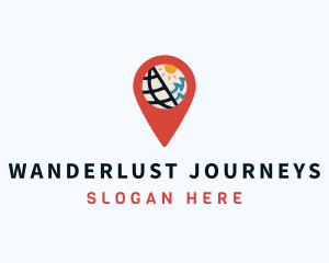 Beach Travel Location Pin logo design