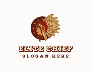 Woman Native American Chief logo design