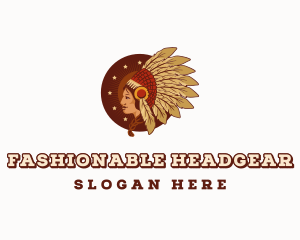 Woman Native American Chief logo design