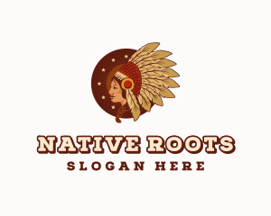 Woman Native American Chief logo design