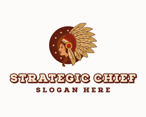 Woman Native American Chief logo design