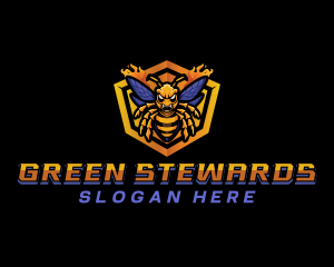 Bee Insect Shield  logo design