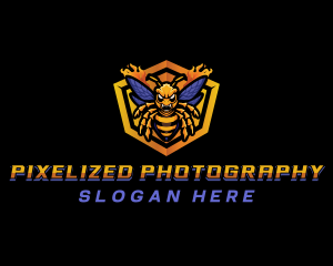 Bee Insect Shield  logo design