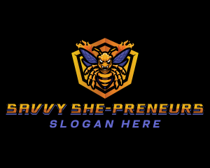 Bee Insect Shield  logo design