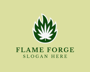 Flaming Herbal Weed logo design