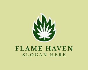 Flaming Herbal Weed logo design