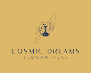 Cosmic Hourglass Hands logo design