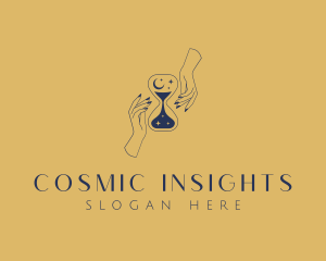 Cosmic Hourglass Hands logo design