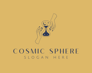 Cosmic Hourglass Hands logo design