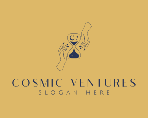 Cosmic Hourglass Hands logo design