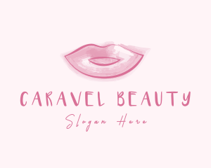 Beauty Watercolor Lips logo design