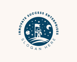 Astronaut Flag Leader logo design