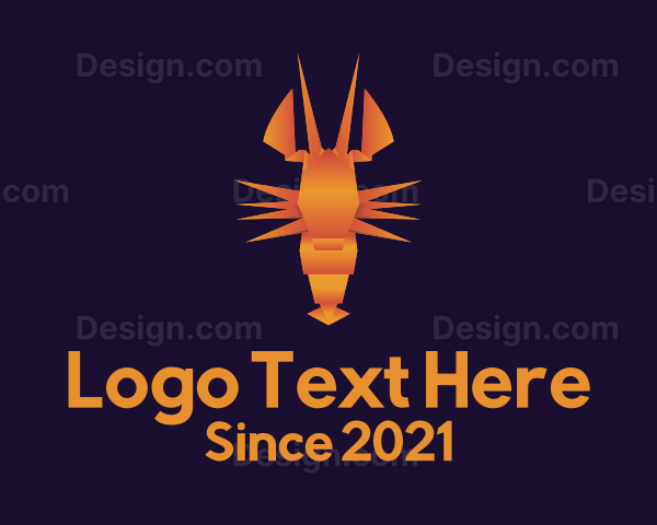 Orange Lobster Origami Logo