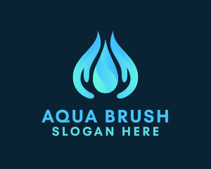 Aquatic Droplet Hand logo design