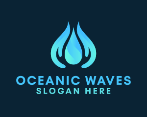 Aquatic Droplet Hand logo design