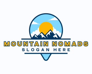 Travel Pin Mountain Adventure logo design