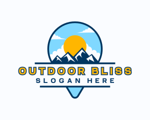 Travel Pin Mountain Adventure logo design