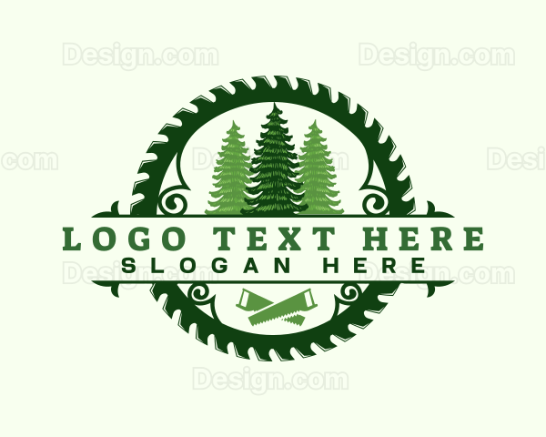 Woodwork Tree Sawmill Logo