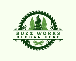 Woodwork Tree Sawmill logo design