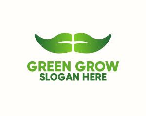 Green Leaf Moustache logo design