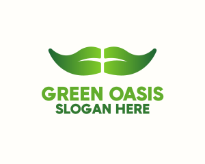 Green Leaf Moustache logo design