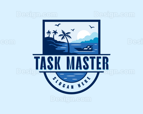 Boat Beach Vacation Logo