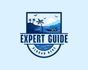 Boat Beach Vacation logo design