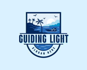 Boat Beach Vacation logo design