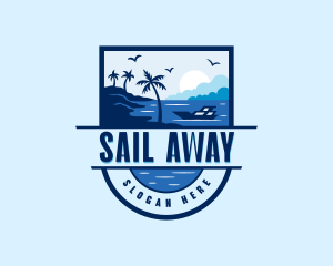 Boat Beach Vacation logo design