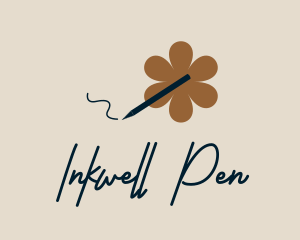 Floral Pen Writing logo design