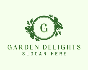 Garden Leaf Wreath logo design