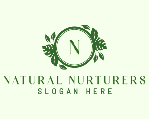 Garden Leaf Wreath logo design